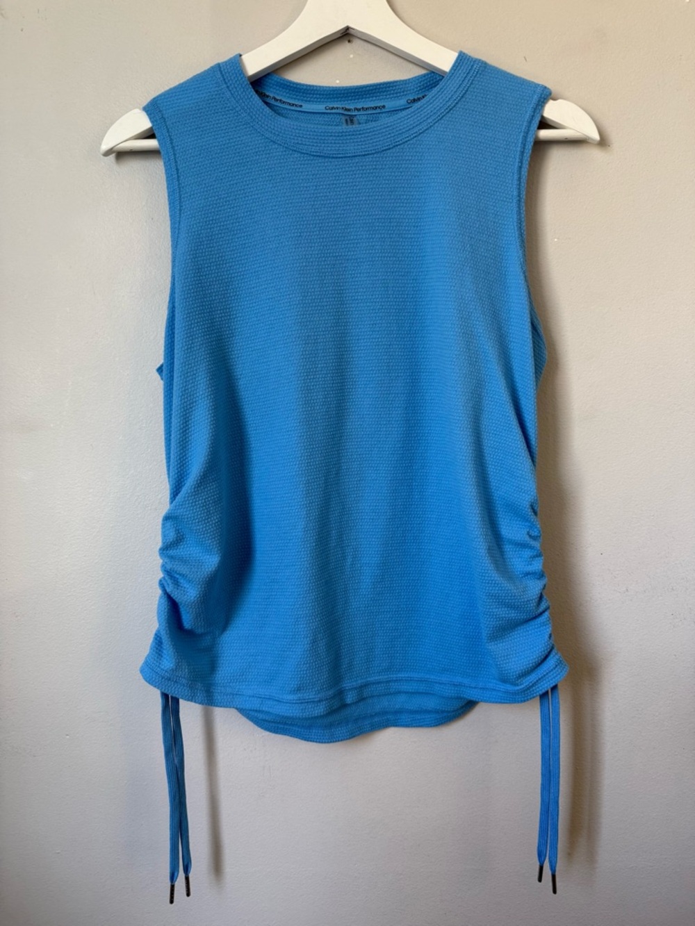 Calvin Klein Bright Blue Sleeveless Ruched Tank